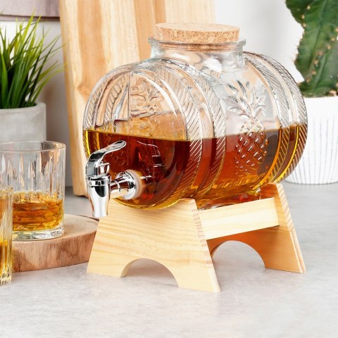 SŁÓJ SŁOIK DO NAPOJÓW Z KRANIKIEM I STOJAKIEM 3L DYSTRYBUTOR NA NAPOJE BECZKA VILDE 139750