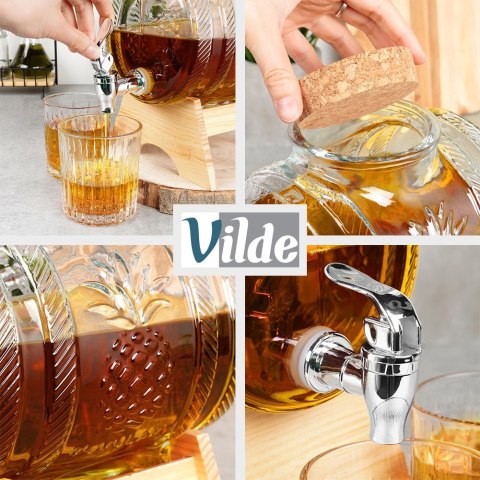 SŁÓJ SŁOIK DO NAPOJÓW Z KRANIKIEM I STOJAKIEM 3L DYSTRYBUTOR NA NAPOJE BECZKA VILDE 139750