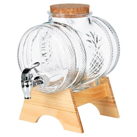 SŁÓJ SŁOIK DO NAPOJÓW Z KRANIKIEM I STOJAKIEM 3L DYSTRYBUTOR NA NAPOJE BECZKA VILDE 139750