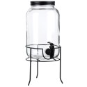 SŁÓJ SŁOIK DO NAPOJÓW Z KRANIKIEM I STOJAKIEM CZARNY DYSTRYBUTOR NA NAPOJE WODĘ LEMONIADĘ 3.2L VILDE 139608