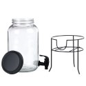 SŁÓJ SŁOIK DO NAPOJÓW Z KRANIKIEM I STOJAKIEM CZARNY DYSTRYBUTOR NA NAPOJE WODĘ LEMONIADĘ 3.2L VILDE 139608