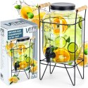 SŁÓJ SŁOIK DO NAPOJÓW Z KRANIKIEM I STOJAKIEM CZARNYM KRAN NA NAPOJE WODĘ LEMONIADĘ 4.2L VILDE 139600