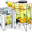 SŁÓJ SŁOIK DO NAPOJÓW Z KRANIKIEM I STOJAKIEM CZARNYM KRAN NA NAPOJE WODĘ LEMONIADĘ 5.5L VILDE 139601