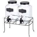 SŁÓJ SŁOIK DO NAPOJÓW Z KRANIKIEM I STOJAKIEM CZARNYM PODWÓJNY 2X4L 3 ELE. VILDE 139752