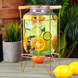 SŁÓJ SŁOIK DO NAPOJÓW Z KRANIKIEM I STOJAKIEM KRAN NA NAPOJE WODĘ LEMONIADĘ 4.2L RÓŻOWE ZŁOTO VILDE 139602