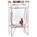 SŁÓJ SŁOIK DO NAPOJÓW Z KRANIKIEM I STOJAKIEM KRAN NA NAPOJE WODĘ LEMONIADĘ 4.2L RÓŻOWE ZŁOTO VILDE 139602