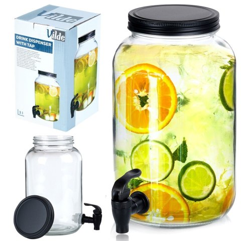 SŁÓJ SŁOIK DO NAPOJÓW Z KRANIKIEM SZKLANY 3,2L VILDE 139607