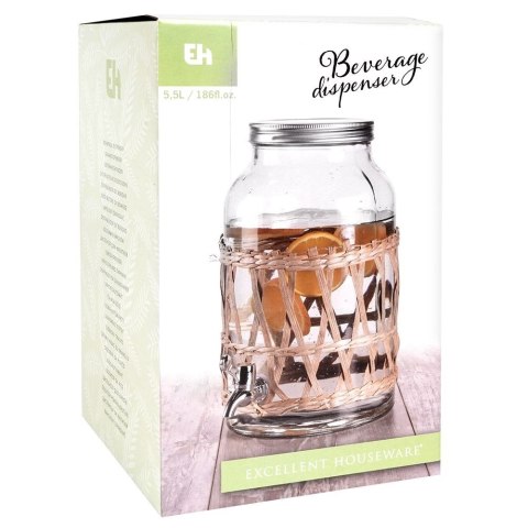 SŁÓJ SŁOIK DO NAPOJÓW Z KRANIKIEM SZKLANY 5,5L EXCELLENT HOUSEWARE 139141