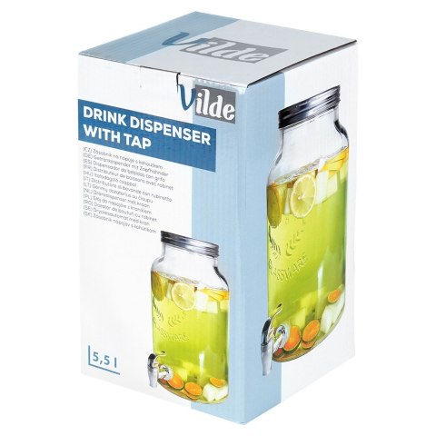 SŁÓJ SŁOIK DO NAPOJÓW Z KRANIKIEM SZKLANY 6,2L VILDE 139606