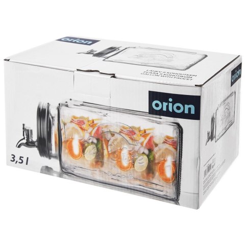 SŁÓJ SŁOIK DO NAPOJÓW Z KRANIKIEM SZKLANY DYSTRYBUTOR DO LODÓWKI LEŻĄCY 3.5L ORION 143792
