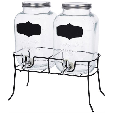 SŁÓJ SŁOIK DO NAPOJÓW Z KRANIKIEM SZKLANY PODWÓJNY ZE STOJAKIEM 2X4L 2 SZT. EXCELLENT HOUSEWARE 139009