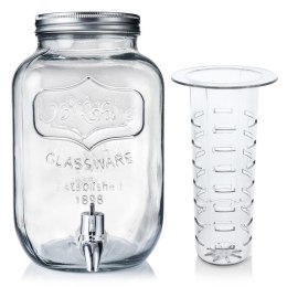 SŁÓJ SŁOIK DO NAPOJÓW Z KRANIKIEM SZKLANY Z WKŁADEM NA OWOCE 4L VILDE 139160