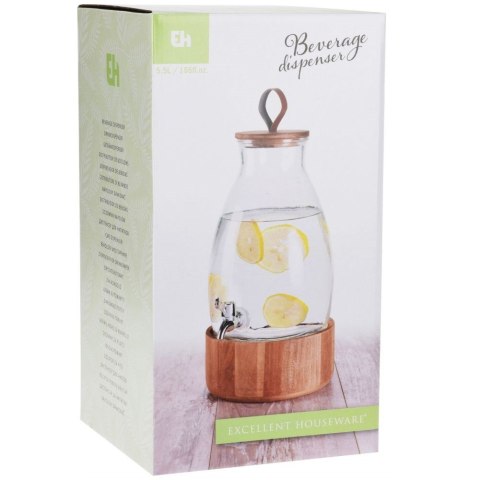 SŁÓJ SŁOIK DO NAPOJÓW Z KRANIKIEM SZKLANY ZE STOJAKIEM 5.5L EXCELLENT HOUSEWARE 139002