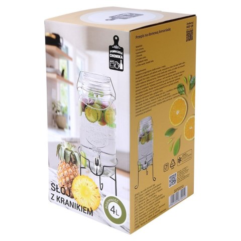 SŁÓJ SŁOIK DO NAPOJÓW Z KRANIKIEM ZE STOJAKIEM 4L VILDE 139438