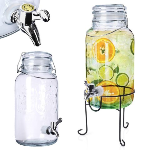 SŁÓJ SŁOIK DO NAPOJÓW Z KRANIKIEM ZE STOJAKIEM 4L VILDE 139438