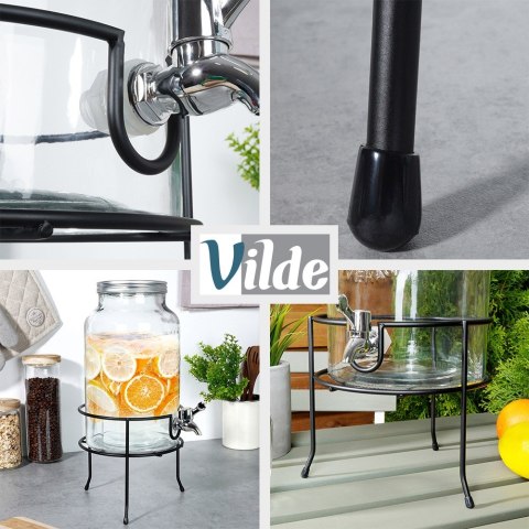 STOJAK POD SŁÓJ SŁOIK Z KRANIKIEM METALOWY CZARNY 20 CM VILDE 229071