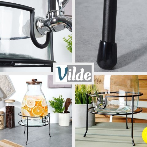 STOJAK POD SŁÓJ SŁOIK Z KRANIKIEM METALOWY CZARNY 23 CM VILDE 229072