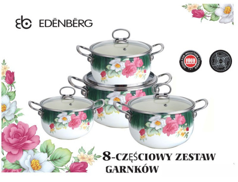 GARNKI EMALIOWANE EDENBERG ROSE 8 ELE EB-1835-C GARNKI EMALIOWANE EDENBERG ROSE 8 ELE EB-1835-C