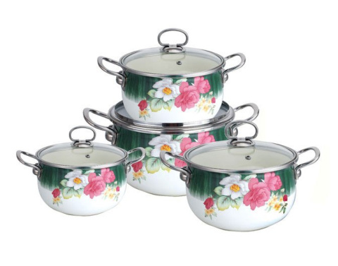 GARNKI EMALIOWANE EDENBERG ROSE 8 ELE EB-1835-C GARNKI EMALIOWANE EDENBERG ROSE 8 ELE EB-1835-C