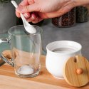 CUKIERNICZKA CERAMICZNA Z ŁYŻECZKĄ BIAŁA CUKIERNICA POJEMNIK NA CUKIER 250ML VILDE 139684