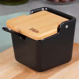 CUKIERNICZKA CERAMICZNA Z ŁYŻECZKĄ CZARNA CUKIERNICA POJEMNIK NA CUKIER 250ML VILDE 139675
