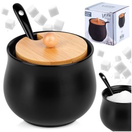 CUKIERNICZKA CERAMICZNA Z ŁYŻECZKĄ CZARNA CUKIERNICA POJEMNIK NA CUKIER 250ML VILDE 139683
