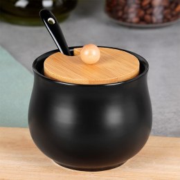 CUKIERNICZKA CERAMICZNA Z ŁYŻECZKĄ CZARNA CUKIERNICA POJEMNIK NA CUKIER 250ML VILDE 139683