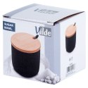 CUKIERNICZKA CERAMICZNA Z ŁYŻECZKĄ CZARNA OKRĄGŁA CUKIERNICA POJEMNIK NA CUKIER 250ML VILDE 139681
