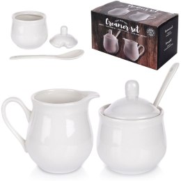 CUKIERNICZKA I MLECZNIK CUKIERNICA PORCELANOWA BIAŁA 2X150 ML ZESTAW 3 ELE ORION 153521