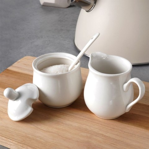 CUKIERNICZKA I MLECZNIK CUKIERNICA PORCELANOWA BIAŁA 2X150 ML ZESTAW 3 ELE ORION 153521