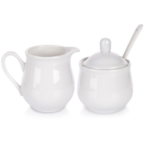 CUKIERNICZKA I MLECZNIK CUKIERNICA PORCELANOWA BIAŁA 2X150 ML ZESTAW 3 ELE ORION 153521