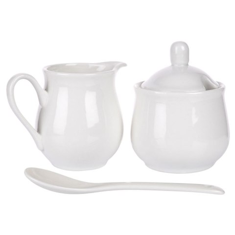 CUKIERNICZKA I MLECZNIK CUKIERNICA PORCELANOWA BIAŁA 2X150 ML ZESTAW 3 ELE ORION 153521