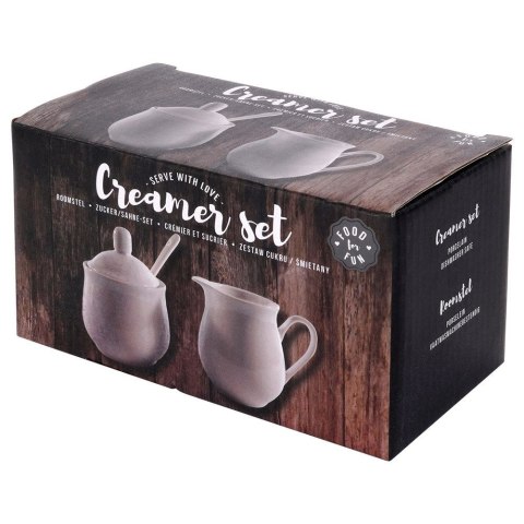 CUKIERNICZKA I MLECZNIK CUKIERNICA PORCELANOWA BIAŁA 2X150 ML ZESTAW 3 ELE ORION 153521