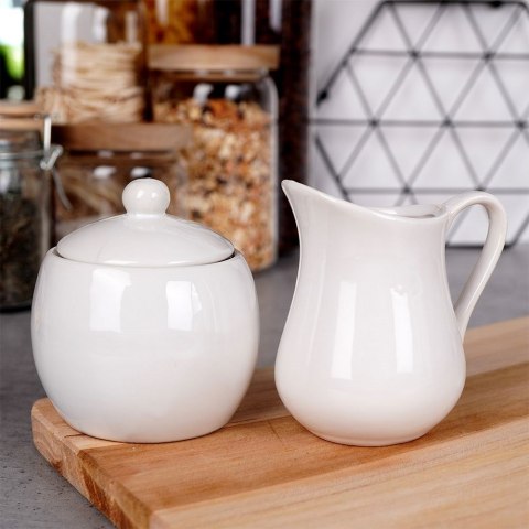 CUKIERNICZKA I MLECZNIK PORCELANOWE BIAŁE 130 ML / 170 ML 2 ELE. ALPINA 139019