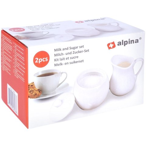 CUKIERNICZKA I MLECZNIK PORCELANOWE BIAŁE 130 ML / 170 ML 2 ELE. ALPINA 139019