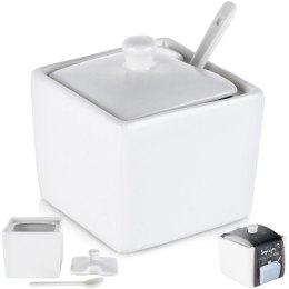 CUKIERNICZKA Z ŁYŻECZKĄ PORCELANOWA BIAŁA 200 ML HIT 153509