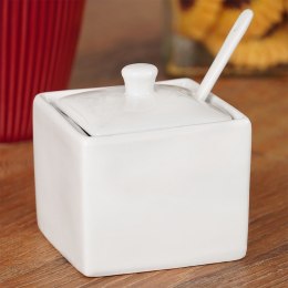 CUKIERNICZKA Z ŁYŻECZKĄ PORCELANOWA BIAŁA 200 ML HIT 153509