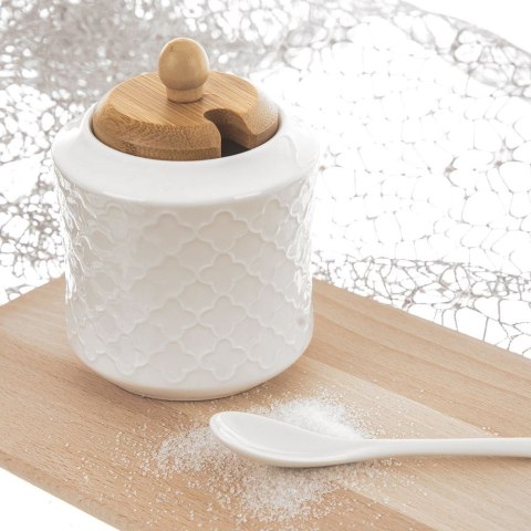 CUKIERNICZKA Z ŁYŻECZKĄ PORCELANOWA BIAŁA CUKIERNICA POJEMNIK NA CUKIER WHITELINE 350 ML ORION 126715