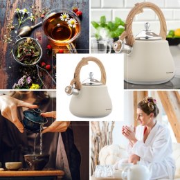 CZAJNIK STALOWY NA GAZ 2.8L INDUKCJA BEŻOWY MATOWY KLAUSBERG KB-7919