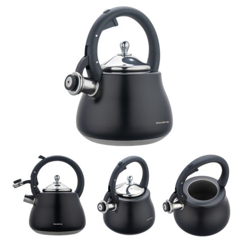 CZAJNIK STALOWY NA GAZ 2.8L INDUKCJA CZARNY MATOWY KLAUSBERG KB-7918