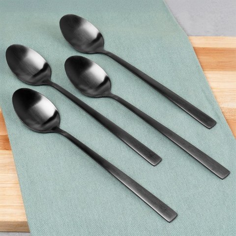 ŁYŻECZKI KOKTAJLOWE DESEROWE DŁUGIE DO DRINKÓW SZTUĆCE CZARNE SATYNOWE 4-ELE EXCELLENT HOUSEWARE 139772