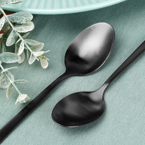 ŁYŻECZKI KOKTAJLOWE DESEROWE DŁUGIE DO DRINKÓW SZTUĆCE CZARNE SATYNOWE 4-ELE EXCELLENT HOUSEWARE 139772