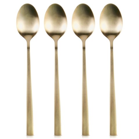 ŁYŻECZKI KOKTAJLOWE DESEROWE DŁUGIE DO DRINKÓW SZTUĆCE ZŁOTE SATYNOWE 4-ELE EXCELLENT HOUSEWARE 139769