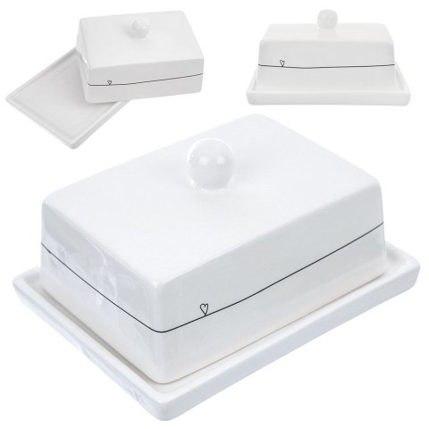 MASELNICZKA CERAMICZNA BIAŁA MASELNICA POJEMNIK NA MASŁO SERCE ORION 128901