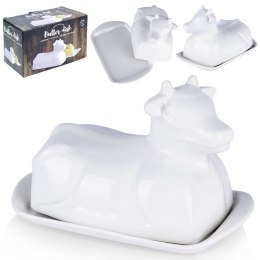 MASELNICZKA PORCELANOWA MASELNICA BIAŁA KROWA POJEMNIK NA MASŁO VILDE 139338