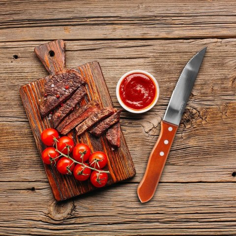 NOŻE DO STEKÓW BURGERÓW PIZZY MIĘS SZTUĆCE STALOWE 24.5CM 4 SZTUKI VAGGAN 139163