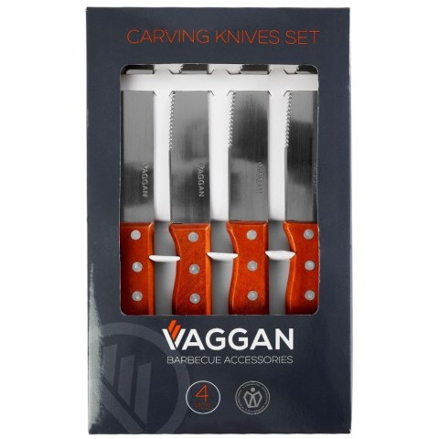 NOŻE DO STEKÓW BURGERÓW PIZZY MIĘS SZTUĆCE STALOWE 24.5CM 4 SZTUKI VAGGAN 139163