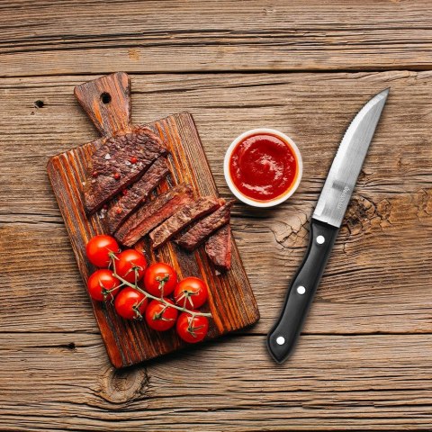 NOŻE DO STEKÓW BURGERÓW PIZZY MIĘS SZTUĆCE STALOWE 25CM 4 SZTUKI VAGGAN 139148