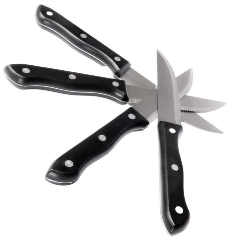 NOŻE DO STEKÓW BURGERÓW PIZZY MIĘS SZTUĆCE STALOWE 25CM 4 SZTUKI VAGGAN 139148