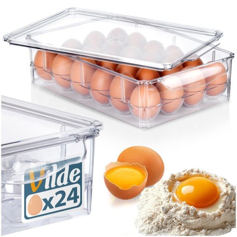 POJEMNIK NA JAJKA DO LODÓWKI Z POKRYWKĄ ORGANIZER NA 24 JAJKA VILDE 259634